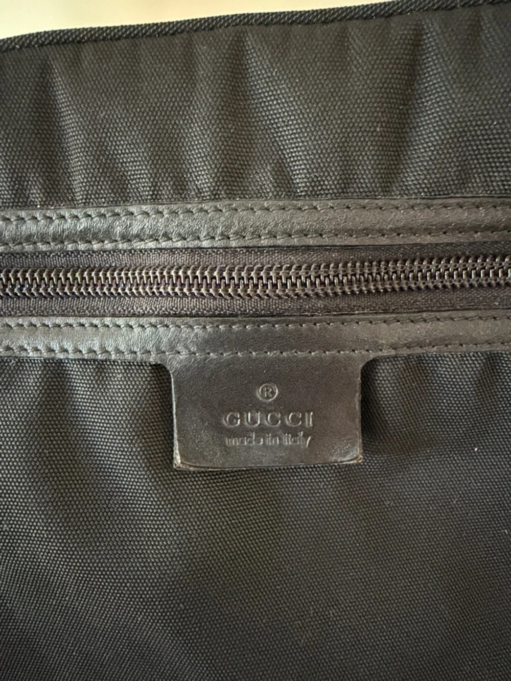 Authentic Gucci Nylon/Leather Messenger Shoulder Bag•Black•DAMAGED•See photos